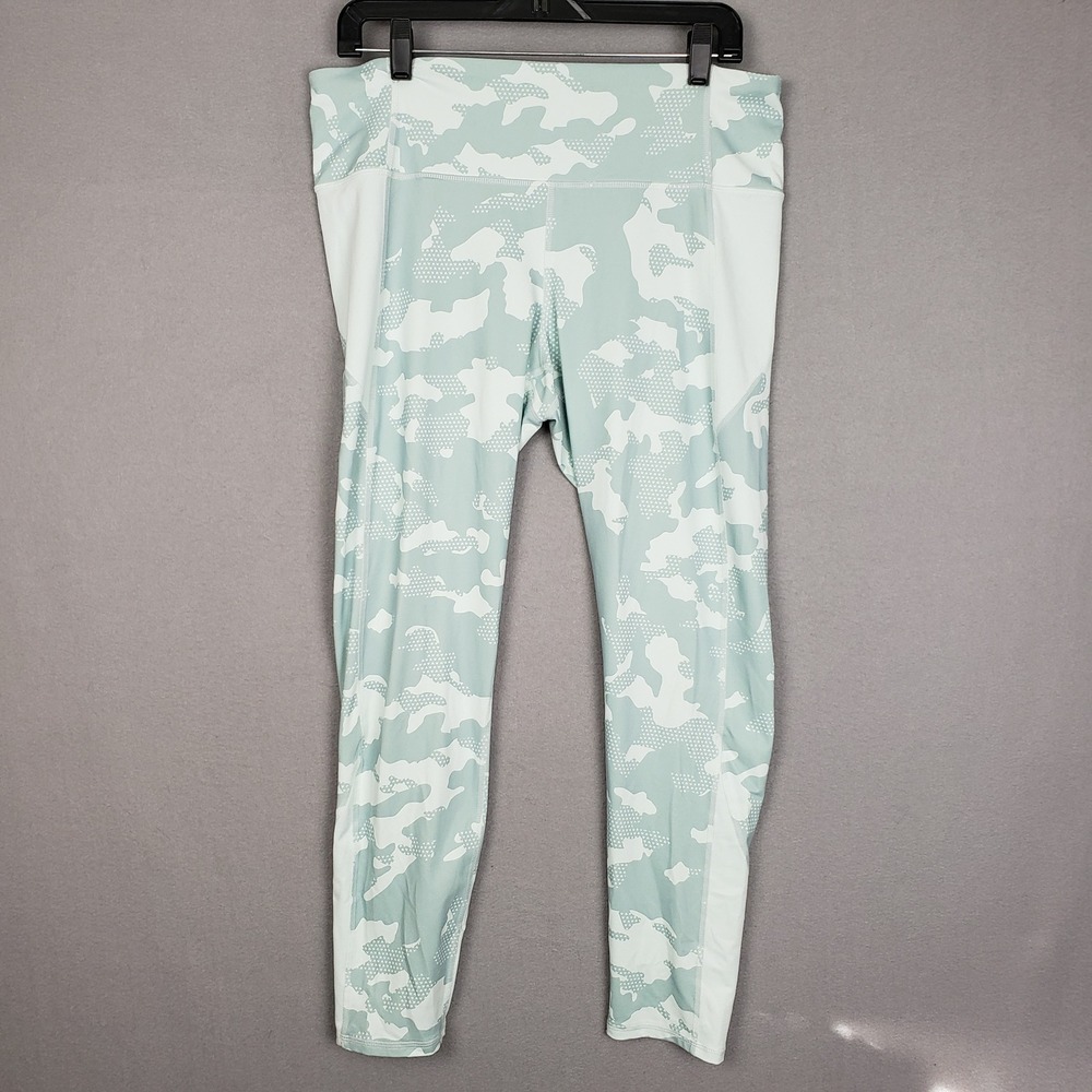 Under Armour‎ Size XL Camo Print Athletic Leggings Aqua Blue Green Gym Workout